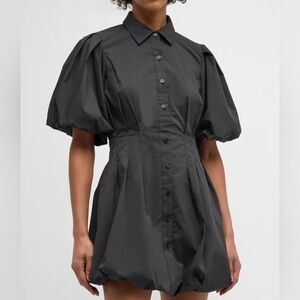 NWT SIMKHAI Cleo Balloon-Sleeve Pleated Mini Dress
